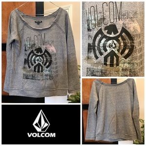 Volcom Future Falcom Marley Pullover Gray Wide Neck Sweatshirt